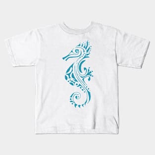 Seahorse turquoise tattoo Kids T-Shirt